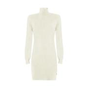 Hoge hals Rib Jurk YES ZEE , White , Dames