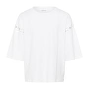 Heldere Witte Tee Top met Slimme Details Karen by Simonsen , White , D...