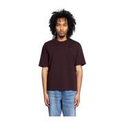 Tonal Eggplant Boxy Tee Shirt Ami Paris , Red , Heren