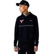 Zwarte Bulls NBA Hoody met Piping New Era , Black , Heren