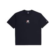 Zwart Geborduurd Logo Tee Champion , Black , Heren