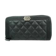 Pre-owned Leather wallets Chanel Vintage , Black , Dames