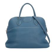 Pre-owned Leather handbags Hermès Vintage , Blue , Dames