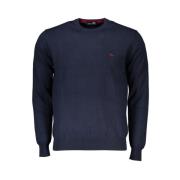 Blauwe Pullover met Ronde Halslijn en Borduursel Harmont & Blaine , Bl...