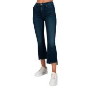 Crop Step Fray Jeans Home Movies Mother , Blue , Dames