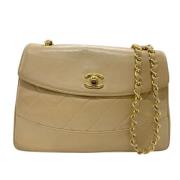 Pre-owned Leather chanel-bags Chanel Vintage , Beige , Dames