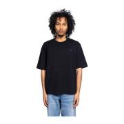 Zwart Tonal Box Tee Shirt Ami Paris , Black , Heren