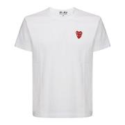 Wit Katoenen T-Shirt met Dubbel Hart Comme des Garçons Play , White , ...