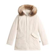 Luxe Arctic Parka met Afneembare Capuchon Woolrich , Beige , Dames