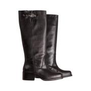 Western Style Kniehoge Leren Laarzen Toral , Black , Dames