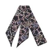 Pre-owned Silk scarves Chanel Vintage , Black , Dames