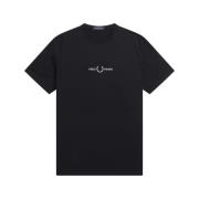 Zwart Geborduurd T-shirt Fred Perry , Black , Heren