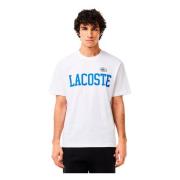 Witte University Logo Tee Shirt Lacoste , White , Heren