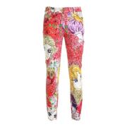 Rode Marie Antoinette Print Broek Moschino , Multicolor , Dames