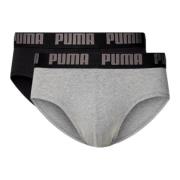 Mannen dagelijkse slips 2-pack grijs/zwart Puma , Multicolor , Heren