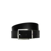 Zwarte Leren Riem Cinte MEN Tommy Hilfiger , Black , Heren