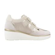 Stijlvolle Sneakers voor Mannen en Vrouwen Geox , Beige , Dames