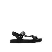 Zwarte Intrecciato Sandalen met Logo Bottega Veneta , Black , Heren