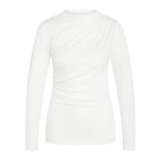 Gedrapeerde Blouse Top Sneeuwwit Bruuns Bazaar , White , Dames