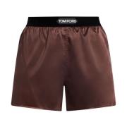 Bruine Zijden Mix Elastische Taille Shorts Tom Ford , Brown , Dames