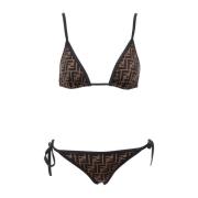 Omkeerbare Bikini met All-over FF Motief Fendi , Black , Dames