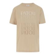 Logo Print Katoenen Crew Neck T-shirt Patou , Beige , Dames