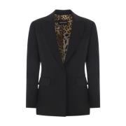 Single-Button Jas met Luipaardprint Voering Roberto Cavalli , Black , ...