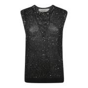 Pailletten Mesh Tanktop voor Vrouwen Golden Goose , Black , Dames