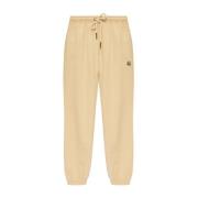 Beige Logo Sweatpants Elastische Taille Moncler , Beige , Dames