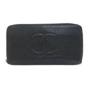 Pre-owned Leather wallets Chanel Vintage , Black , Dames