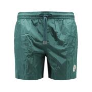 Nylon Zwembroek met Logo Patch Moncler , Green , Heren