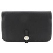 Pre-owned Leather wallets Hermès Vintage , Black , Dames