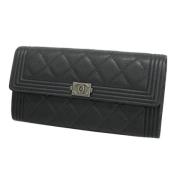 Pre-owned Leather wallets Chanel Vintage , Black , Dames