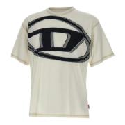 Katoenen T-shirt met logofransen Diesel , White , Heren