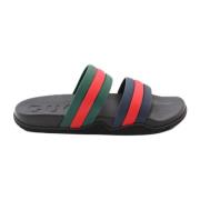 Web Stripe Slide Sandalen in Zwart Gucci , Multicolor , Heren