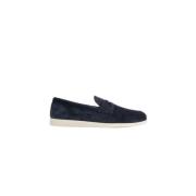 Navy Blauw Suède Saddle Loafers Church's , Blue , Heren