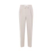 Beige Linnen Gabardine Elastische Taille Broek Brunello Cucinelli , Pi...