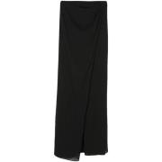 Zwarte Zijden Gedrapeerde Rok Andamane , Black , Dames