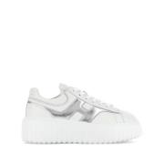 Witte Leren Sneakers Metallic Finish Hogan , White , Dames