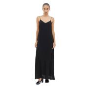 Vloeibare Weefsel V-Hals Maxi Jurk The Row , Black , Dames