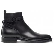 Zwarte leren Hunton Halb schoenen Hugo Boss , Black , Heren