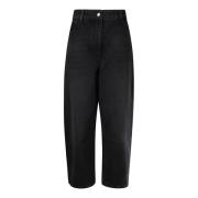 Wijde Crop Denim Broek Studio Nicholson , Black , Dames