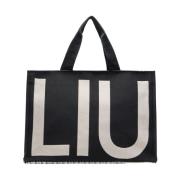 Zwarte Jacquard Monogram Shopper Liu Jo , Multicolor , Dames