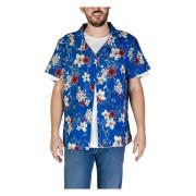 Bloemen V-hals Shirt Herfst/Winter Mannen Hugo Boss , Blue , Heren