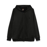 Zwarte rits hoodie met logo borduurwerk Needles , Black , Heren