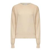 Beige Ribgebreide Trui Brunello Cucinelli , Yellow , Dames