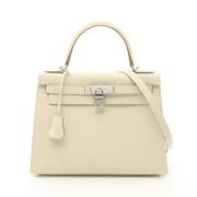 Pre-owned Leather hermes-bags Hermès Vintage , Beige , Dames