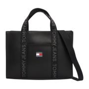 Zwarte Polyurethaan Rits Tas Lente/Zomer Tommy Jeans , Black , Dames