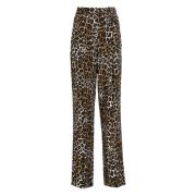 Bruine Animalier Patroon Crêpe Broek Elisabetta Franchi , Brown , Dame...