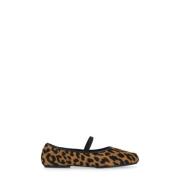 Animalier Patroon Bruin Leren Ballerina's Tory Burch , Brown , Dames